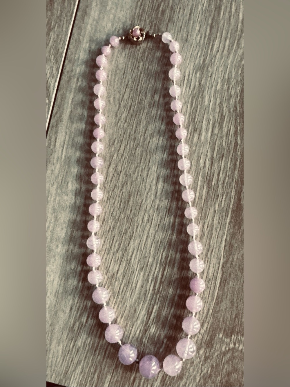 Delicate Vintage Pink Beaded Necklace with Gold Filagree Clasp